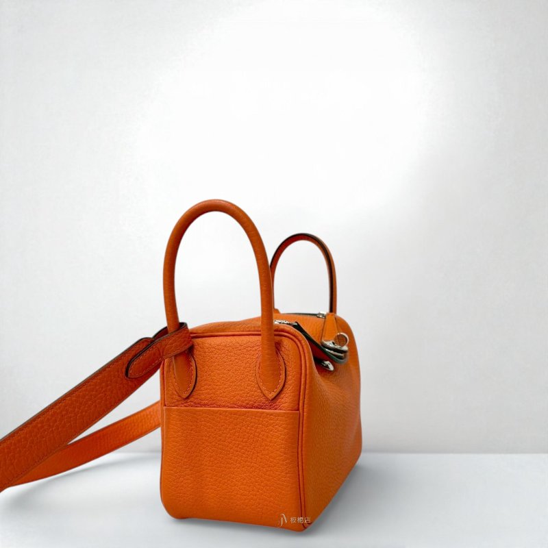 Hermes包包 9J火焰橘TC皮金釦Mini Lindy-2