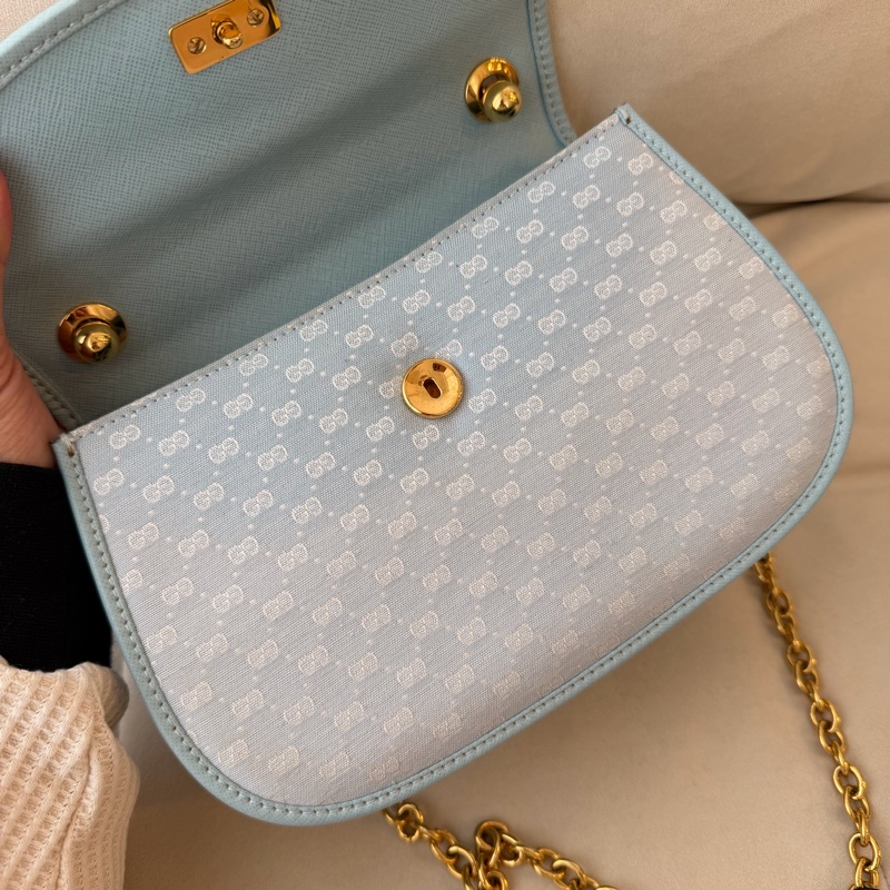 Old Gucci 嬰兒藍色 baby blue 竹子 bamboo 斜挎包 斜揹包-3