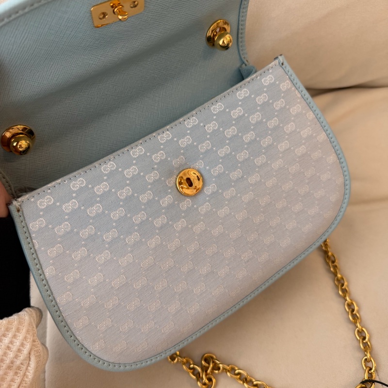 Old Gucci 嬰兒藍色 baby blue 竹子 bamboo 斜挎包 斜揹包-4