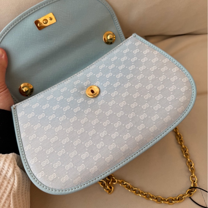 Old Gucci 嬰兒藍色 baby blue 竹子 bamboo 斜挎包 斜揹包-5