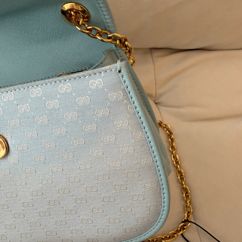 Old Gucci 嬰兒藍色 baby blue 竹子 bamboo 斜挎包 斜揹包-9