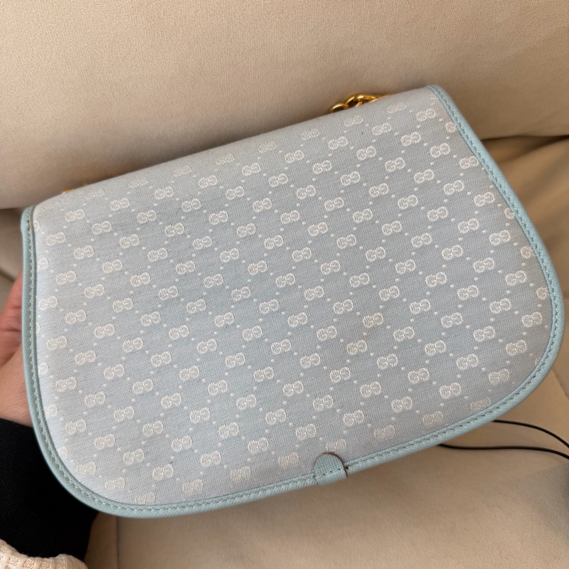 Old Gucci 嬰兒藍色 baby blue 竹子 bamboo 斜挎包 斜揹包-13