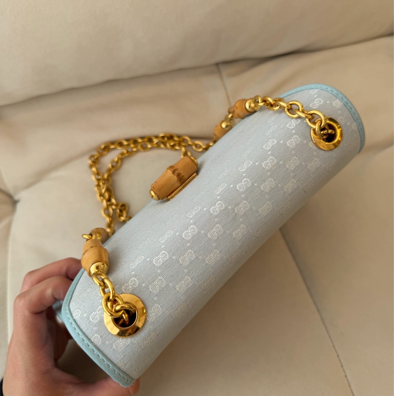 Old Gucci 嬰兒藍色 baby blue 竹子 bamboo 斜挎包 斜揹包-15