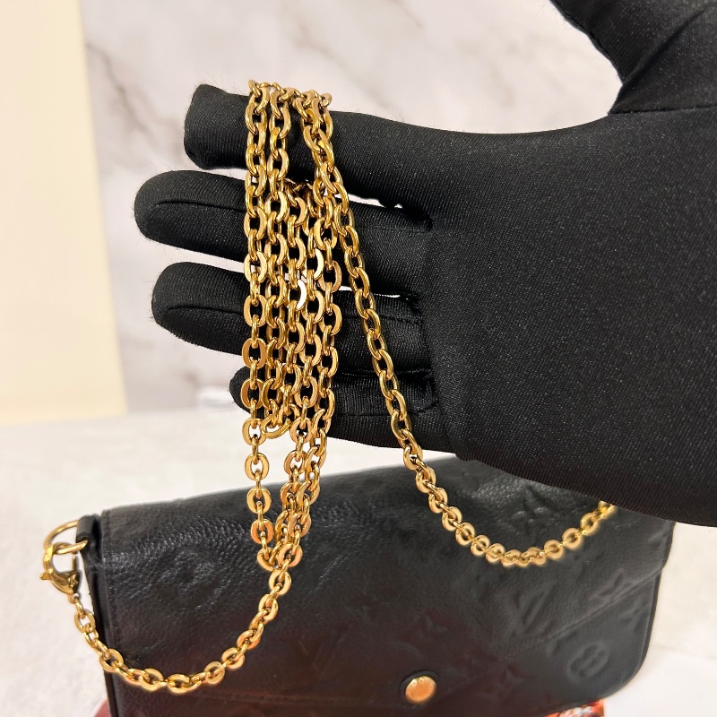 Louis Vuitton LV Felicie Pochette 黑壓紋三合一鏈條包 晶片款-4