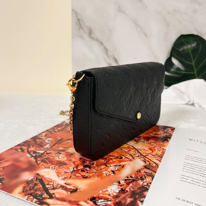 Louis Vuitton LV Felicie Pochette 黑壓紋三合一鏈條包 晶片款-8