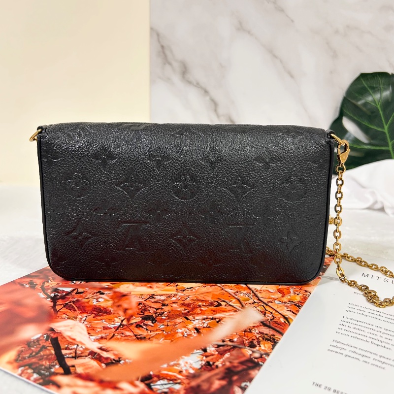 Louis Vuitton LV Felicie Pochette 黑壓紋三合一鏈條包 晶片款-10
