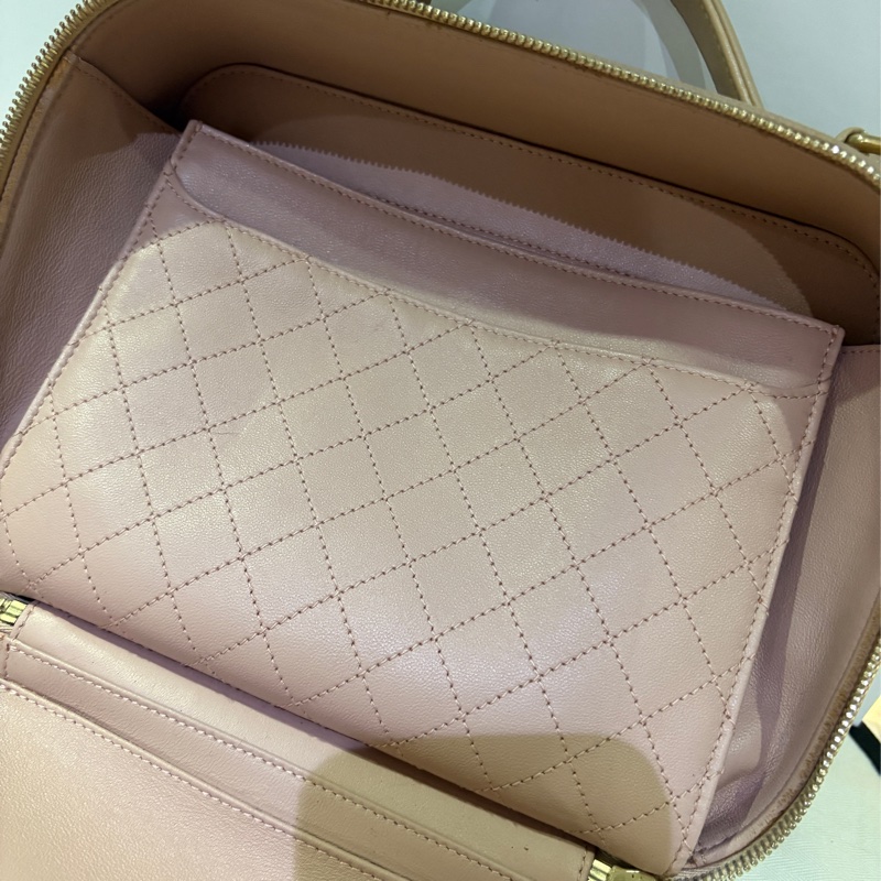 香奈兒 經典超美杏色vanity case 手提化妝包 肩背包雙用-8