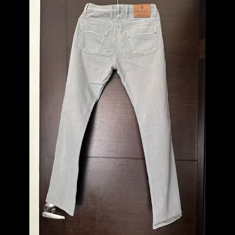 GUCCi精品奢華刷白漸層Skinny牛仔長褲-1