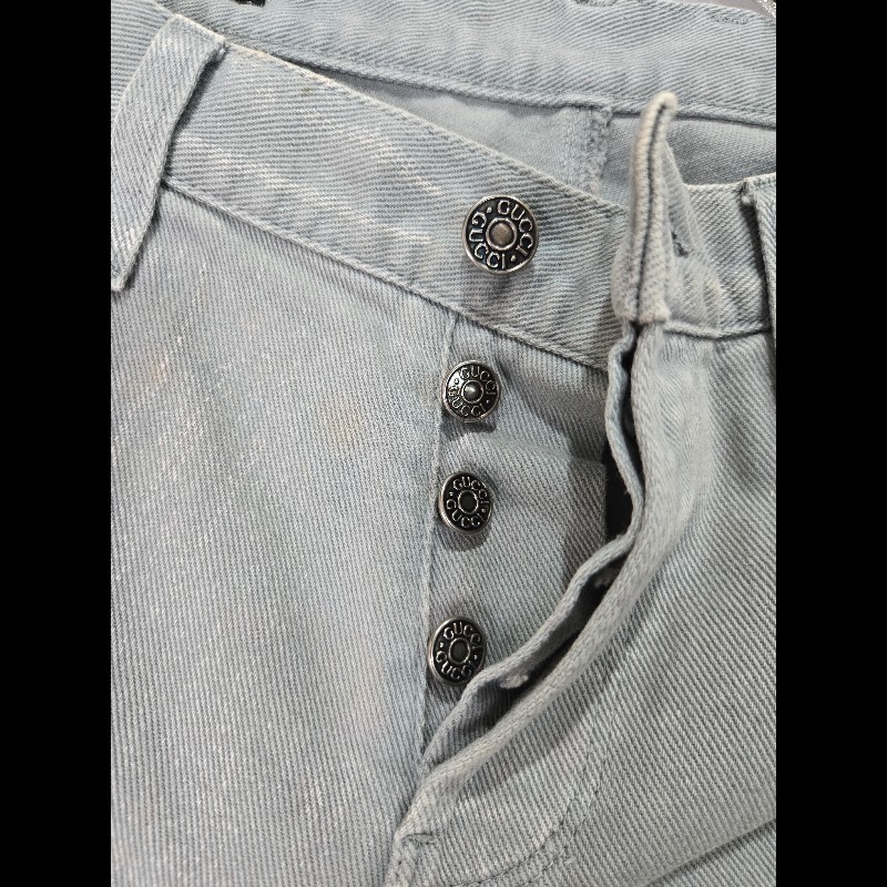 GUCCi精品奢華刷白漸層Skinny牛仔長褲-4