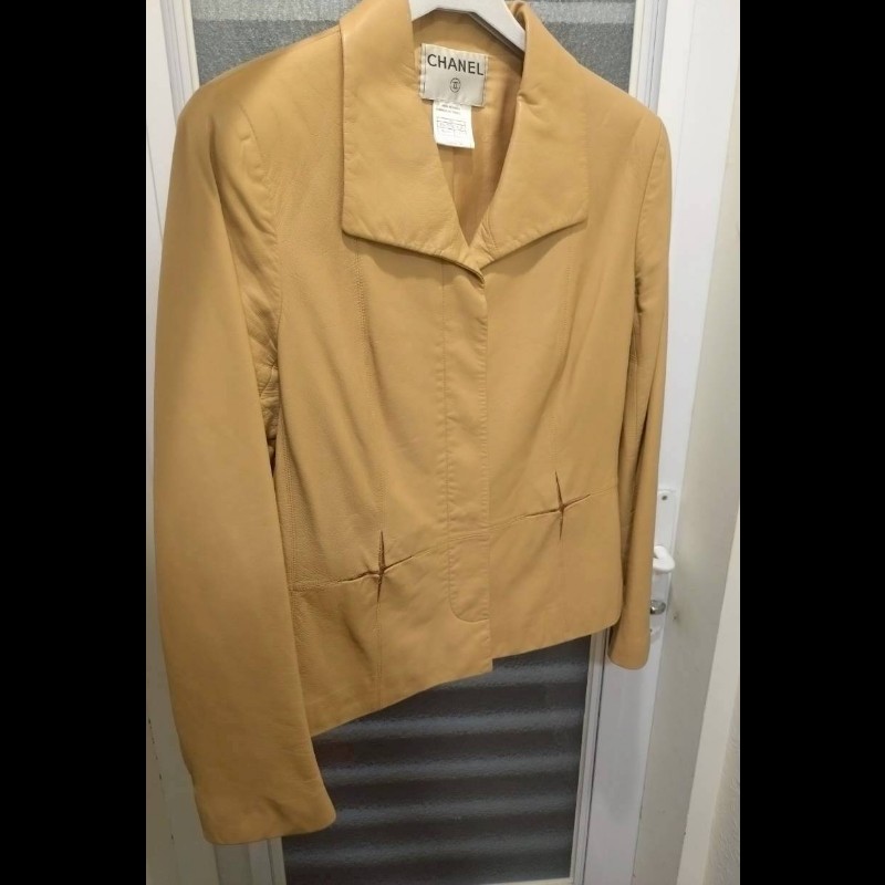 Chanel 駝色羊皮外套-1