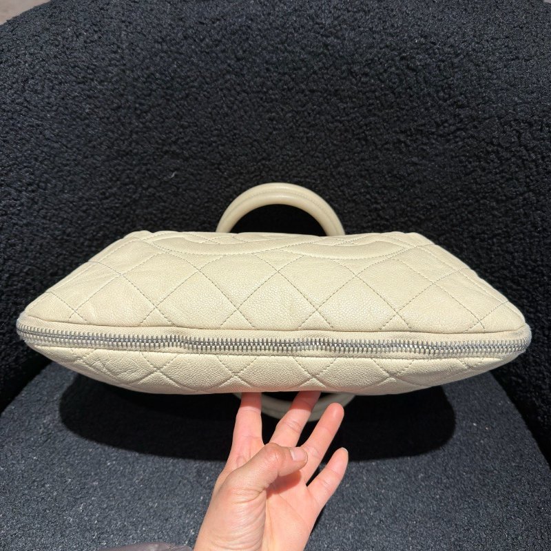 香奈兒Chanel奶油白色大雙C鏈條單肩托特包-4