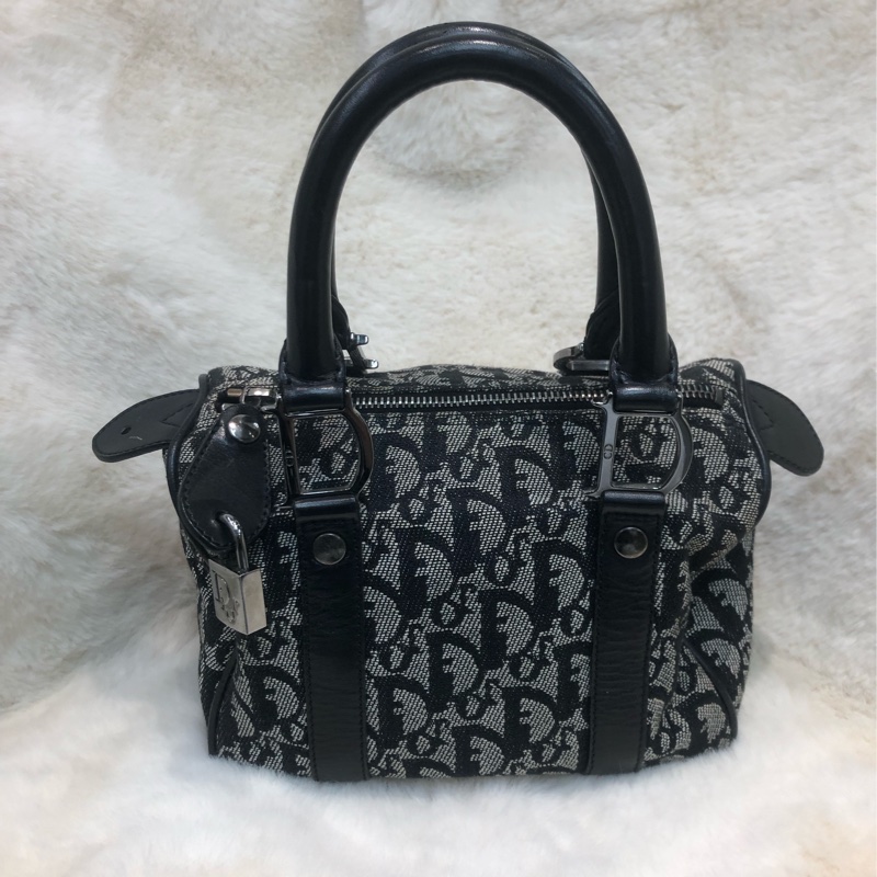 Dior 老花黑色Mini波士頓 XB906-0