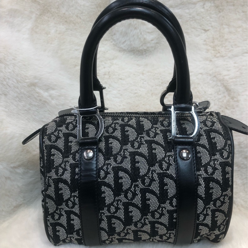 Dior 老花黑色Mini波士頓 XB906-1