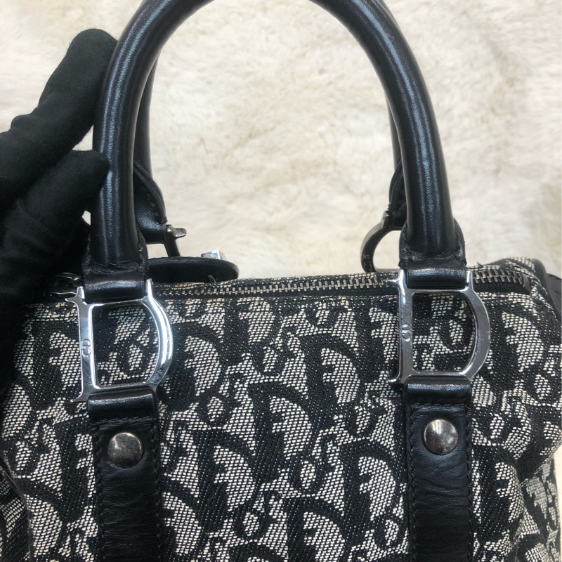 Dior 老花黑色Mini波士頓 XB906-7