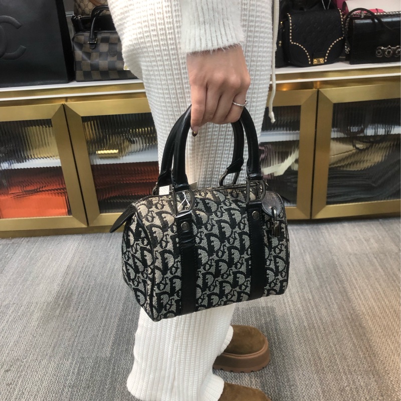 Dior 老花黑色Mini波士頓 XB906-8