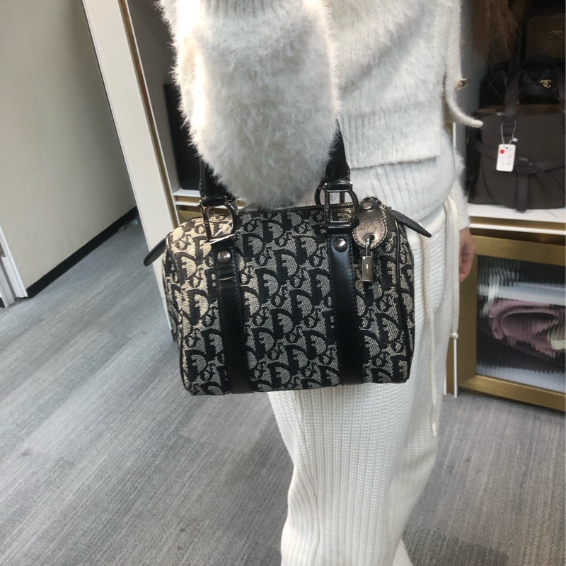 Dior 老花黑色Mini波士頓 XB906-9