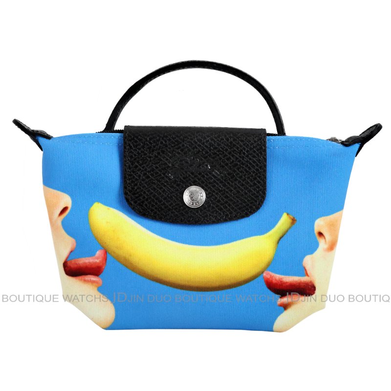 金鐸精品~2502 LONGCHAMP TOILETPAPER聯名系列微笑香蕉圖騰手拿包 全新品-0