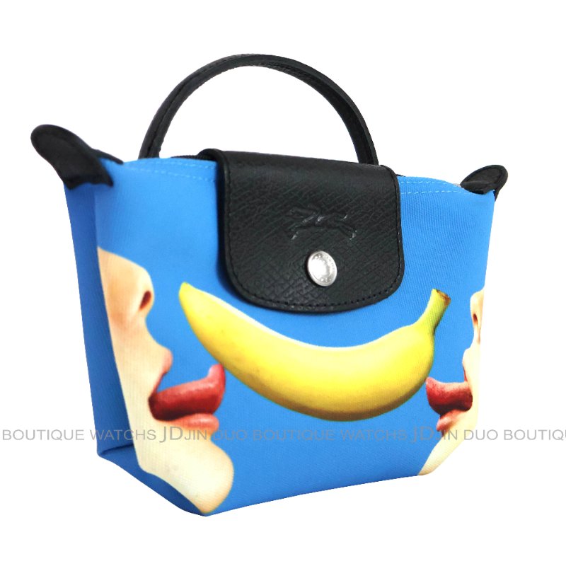 金鐸精品~2502 LONGCHAMP TOILETPAPER聯名系列微笑香蕉圖騰手拿包 全新品-2