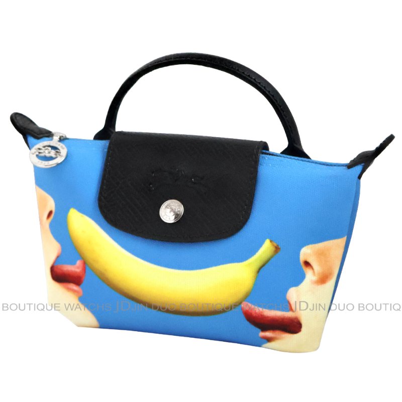 金鐸精品~2502 LONGCHAMP TOILETPAPER聯名系列微笑香蕉圖騰手拿包 全新品-3