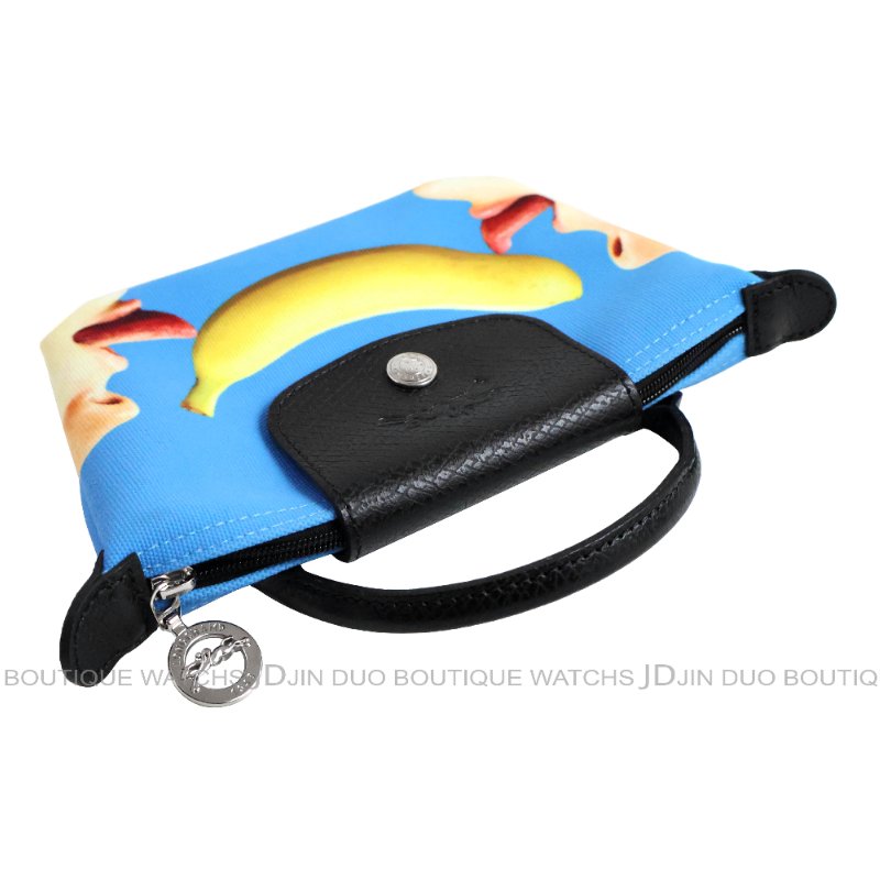 金鐸精品~2502 LONGCHAMP TOILETPAPER聯名系列微笑香蕉圖騰手拿包 全新品-4