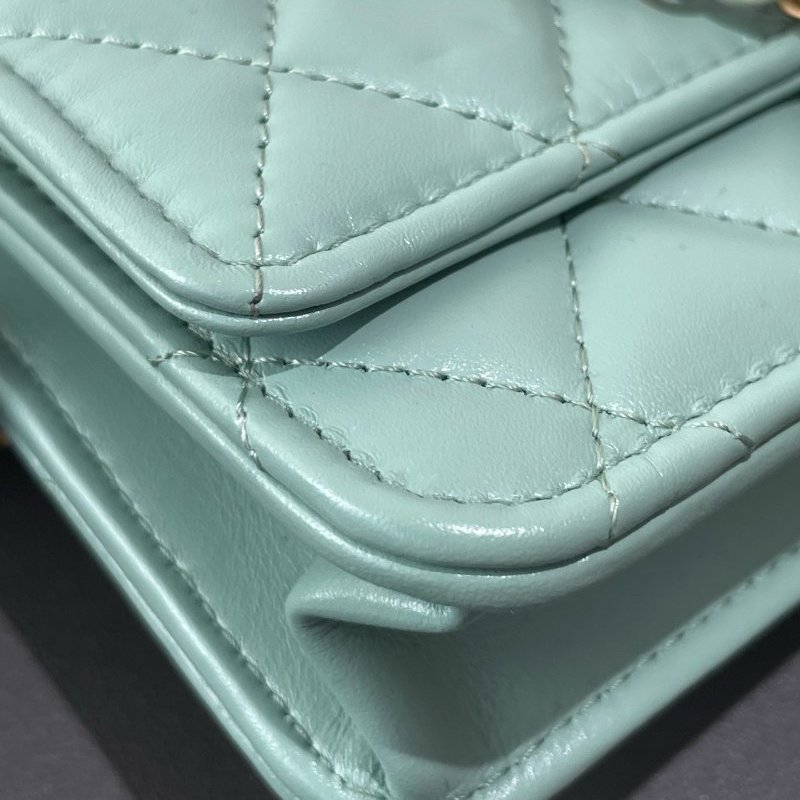 閒置新 Chanel香奈兒彩虹手柄牛油果綠WOC芯片款-9