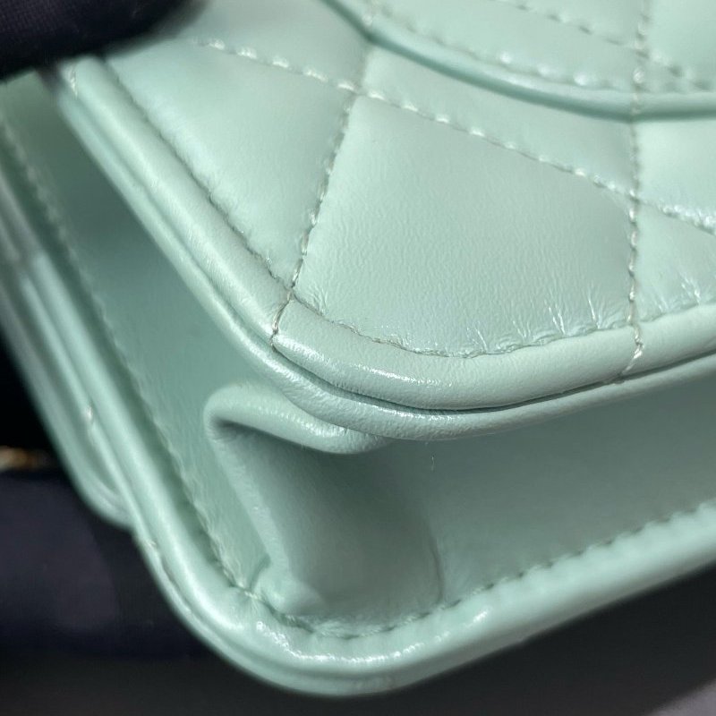 閒置新 Chanel香奈兒彩虹手柄牛油果綠WOC芯片款-11