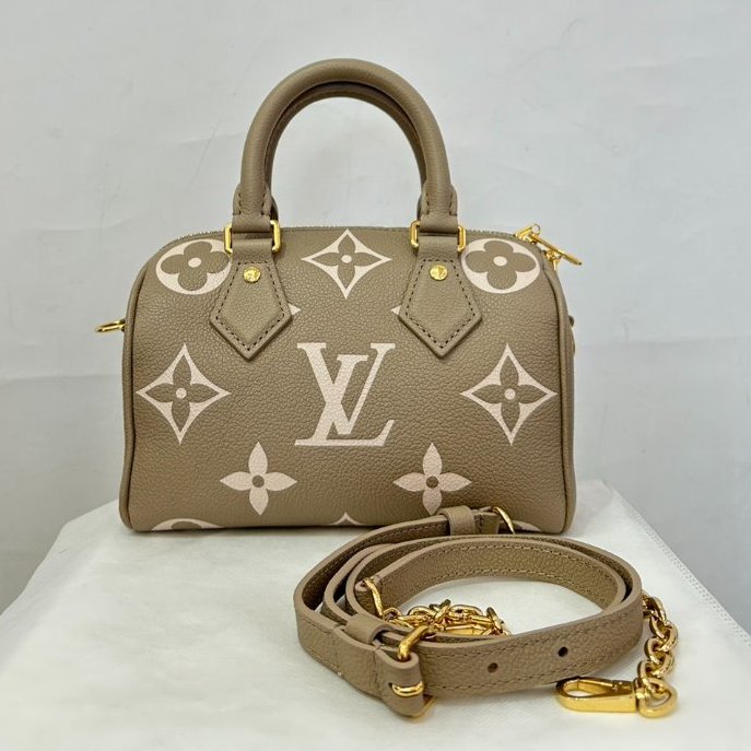 Louis Vuitton斑鳩灰牛皮壓紋Speedy20-0