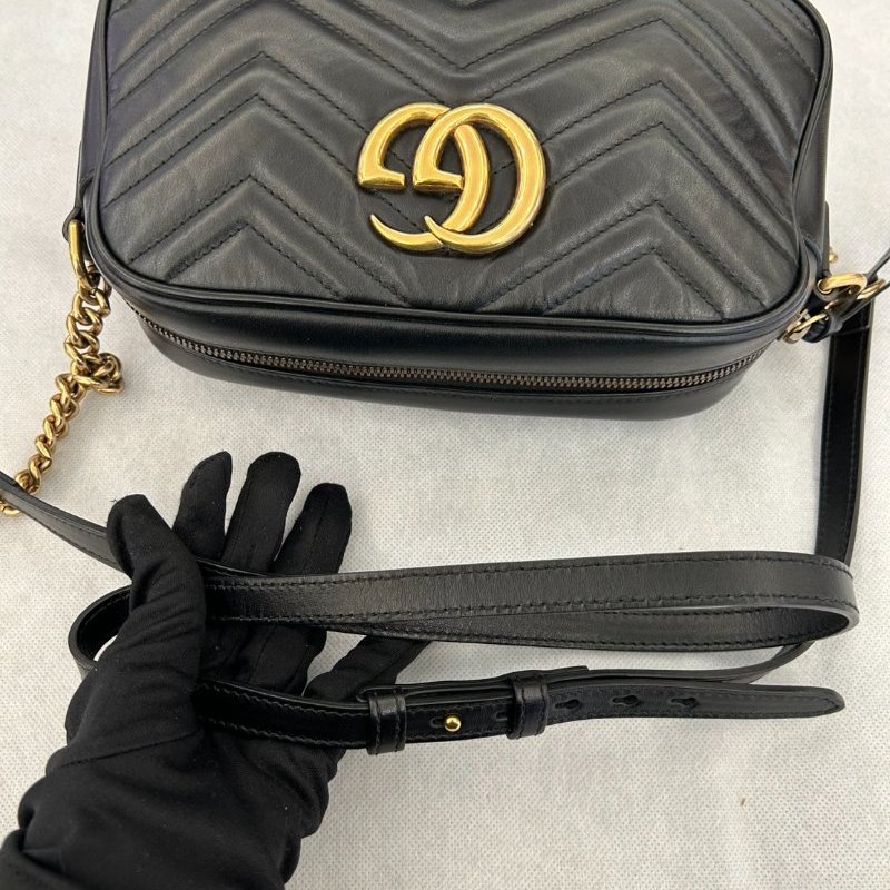 GUCCI黑Marmont相機斜背24cm-7