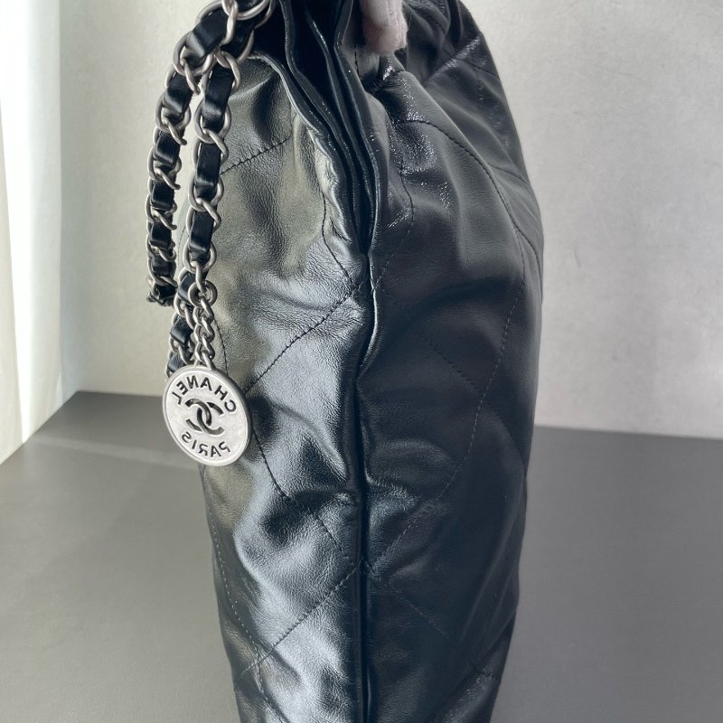 閒置新 Chanel香奈兒22bag黑銀垃圾袋中號芯片款-2