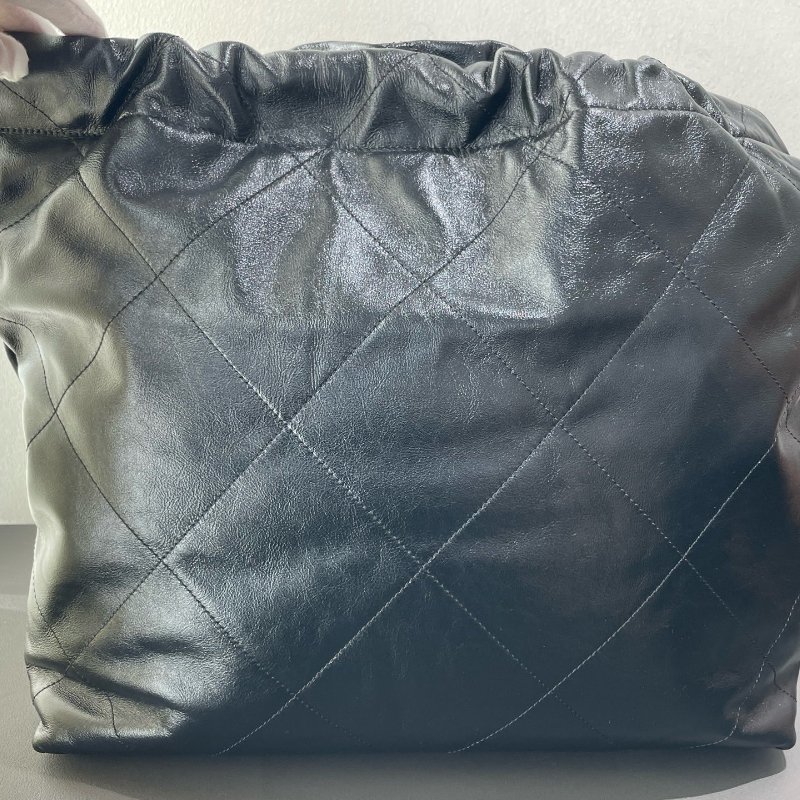 閒置新 Chanel香奈兒22bag黑銀垃圾袋中號芯片款-7