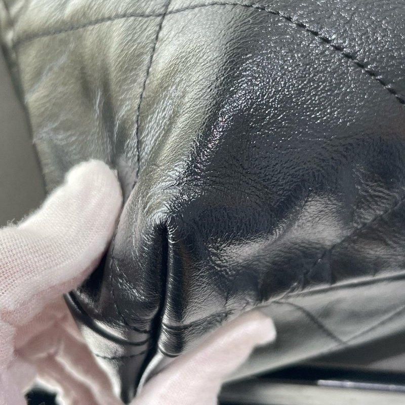 閒置新 Chanel香奈兒22bag黑銀垃圾袋中號芯片款-12