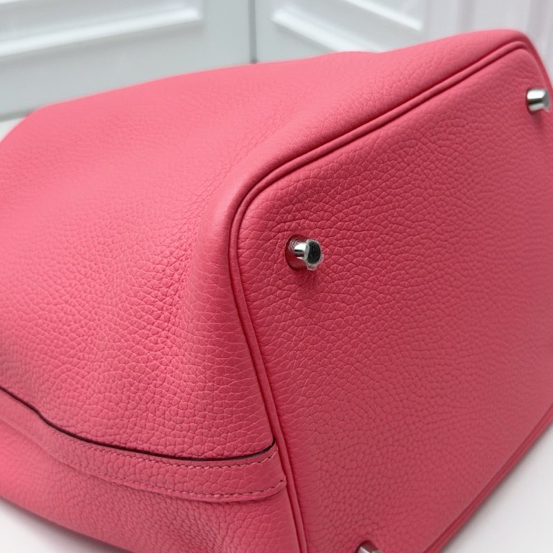 近新品 Hermes愛馬仕picotin菜籃子22粉色銀扣-8
