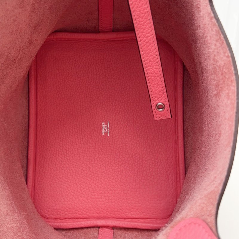 近新品 Hermes愛馬仕picotin菜籃子22粉色銀扣-10