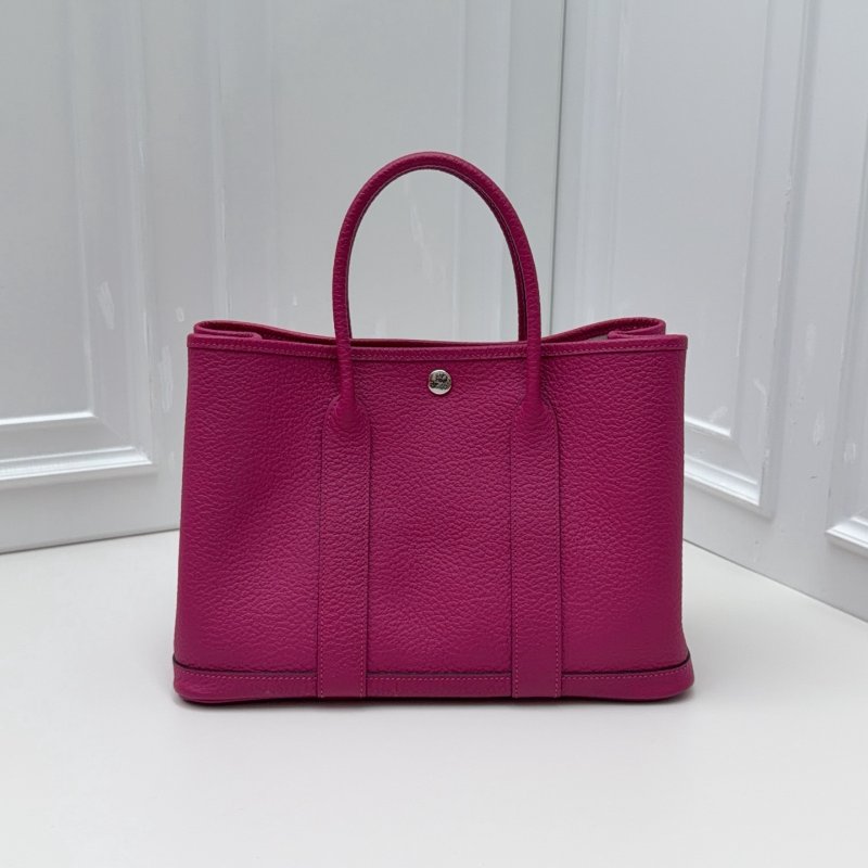 愛馬仕Hermes花園30手拎包 玫瑰紫色銀扣-0