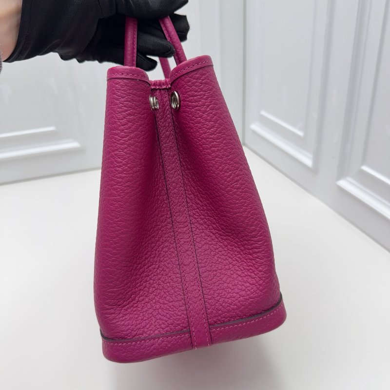 愛馬仕Hermes花園30手拎包 玫瑰紫色銀扣-3