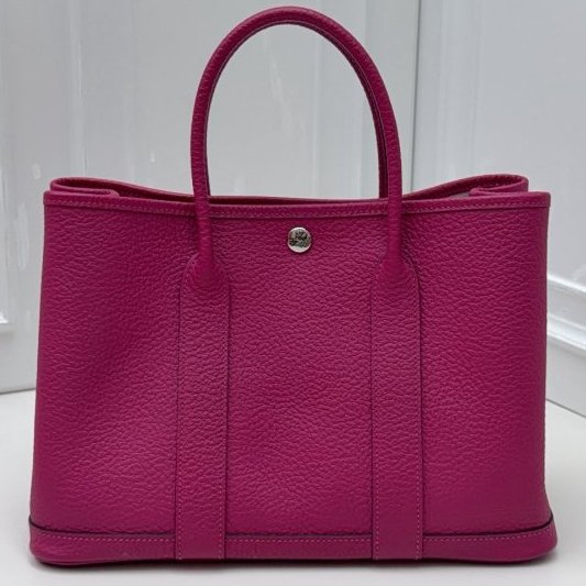 愛馬仕Hermes花園30手拎包 玫瑰紫色銀扣-5