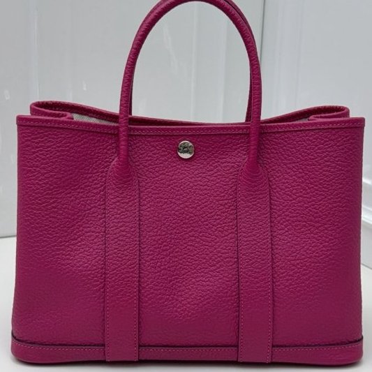 愛馬仕Hermes花園30手拎包 玫瑰紫色銀扣-6