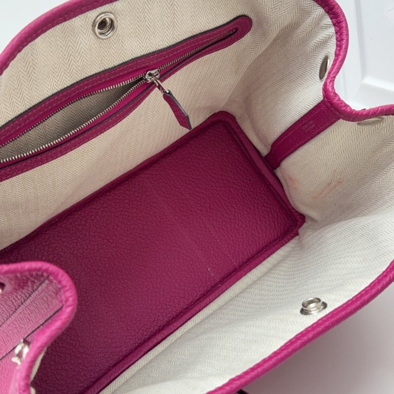 愛馬仕Hermes花園30手拎包 玫瑰紫色銀扣-10