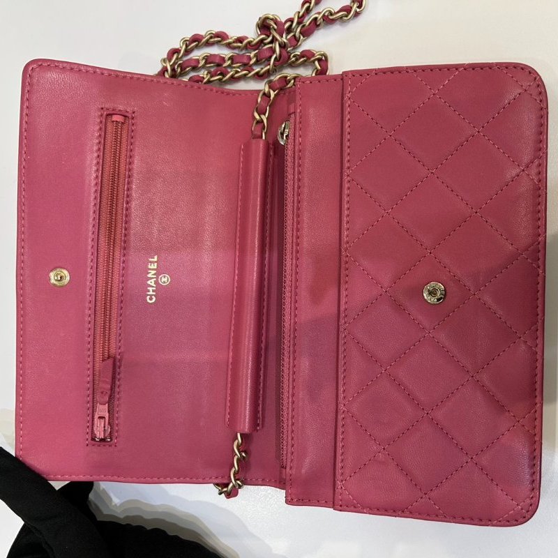 CHANEL粉羊皮霧金WOC-7