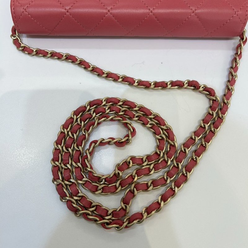 CHANEL粉羊皮霧金WOC-9