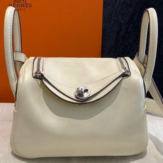 愛馬仕Hermes Lindy 奶油白銀扣Swift皮迷你包-6