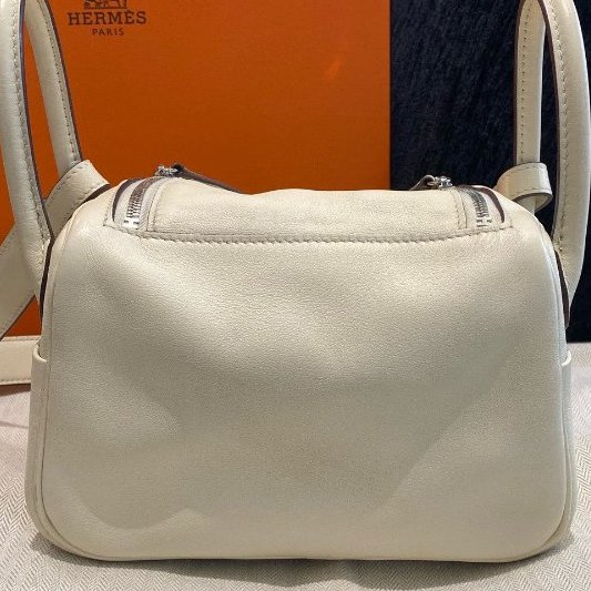 愛馬仕Hermes Lindy 奶油白銀扣Swift皮迷你包-7