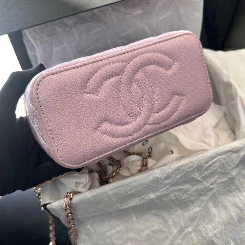 閒置新 香奈兒Chanel粉色長盒子化粧盒 帶鏡子-7