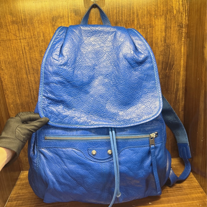 Balenciaga 藍色皮革背包-0