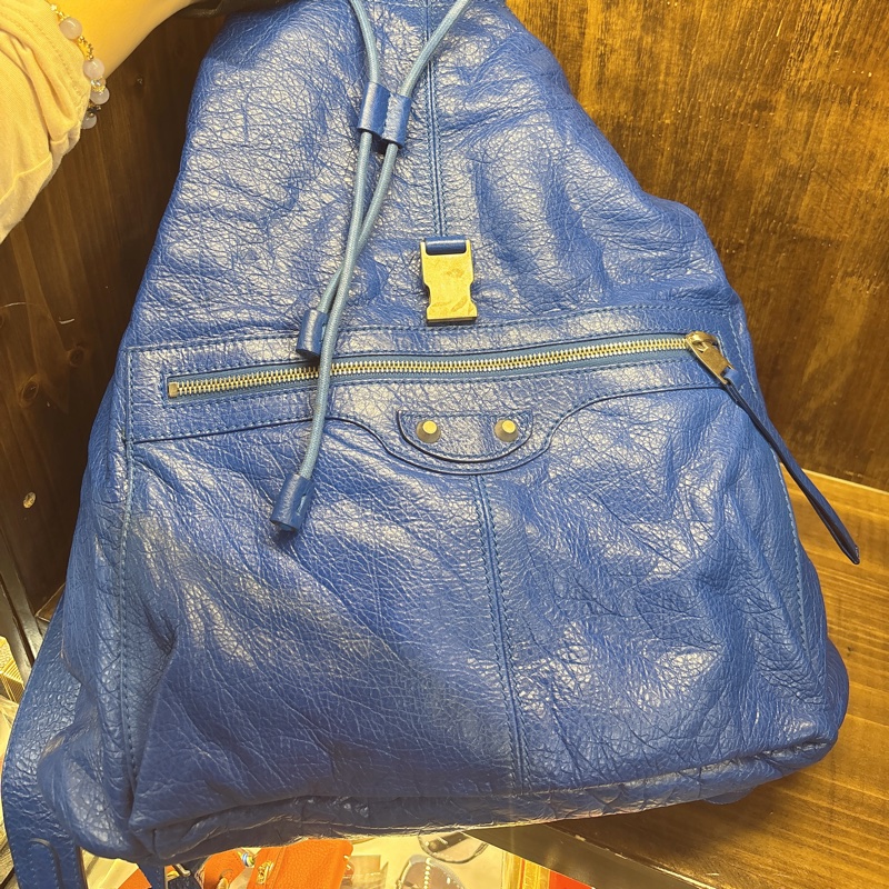 Balenciaga 藍色皮革背包-5