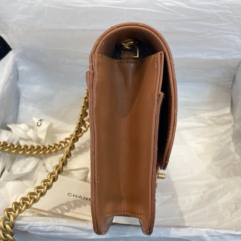 香奈兒Chanel孟買繫列限量款中號蟒蛇皮拼牛皮郵差鏈條包-2