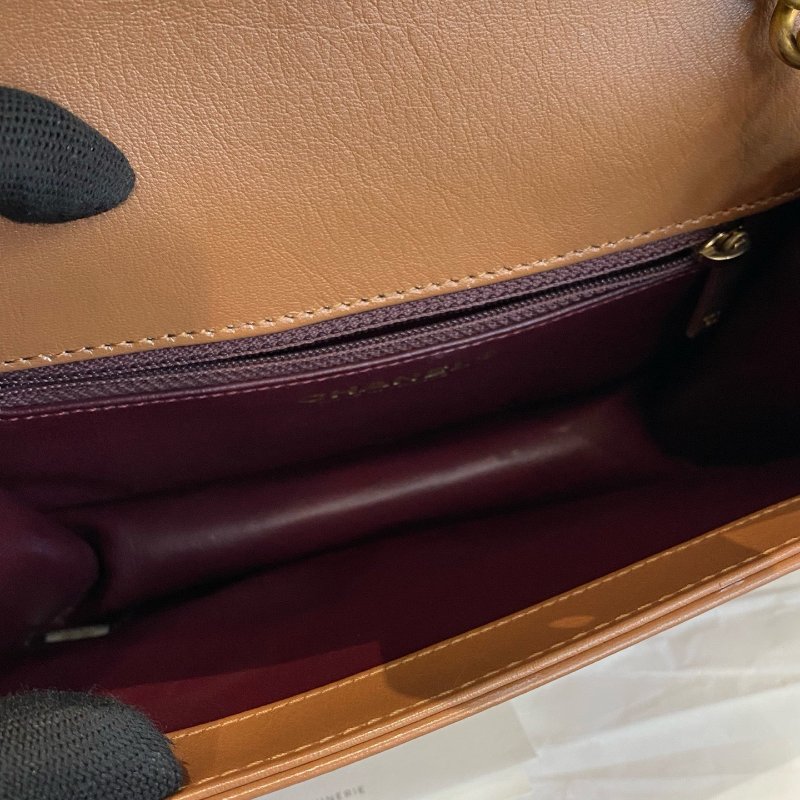 香奈兒Chanel孟買繫列限量款中號蟒蛇皮拼牛皮郵差鏈條包-9