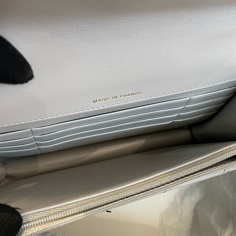 香奈兒Chanel灰色手柄羊皮金扣三合一單肩斜挎手拎包-9