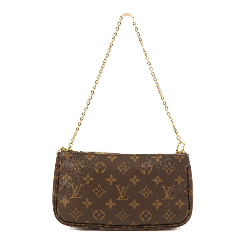 LOUIS VUITTON Monogram Multi Pochette Accessoires金扣手挽肩背兩用袋棕色-1