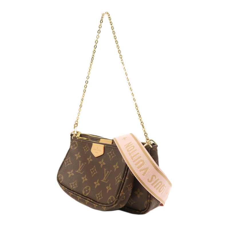 LOUIS VUITTON Monogram Multi Pochette Accessoires金扣手挽肩背兩用袋棕色-2